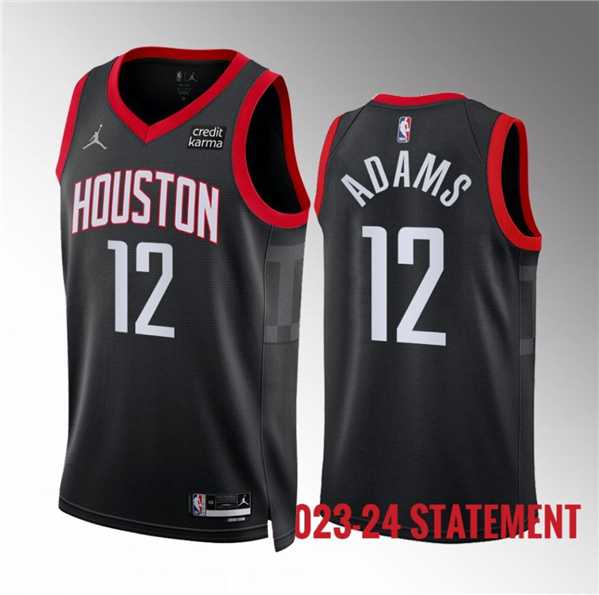 Mens Houston Rockets #12 Steven Adams Black Statement Edition Stitched Jersey Dzhi